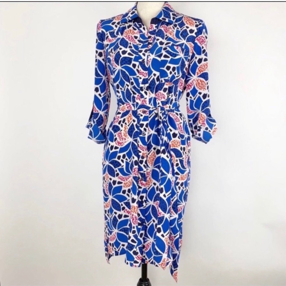 DVF Prita Silk Shirt Dress in Ocelot Floral.